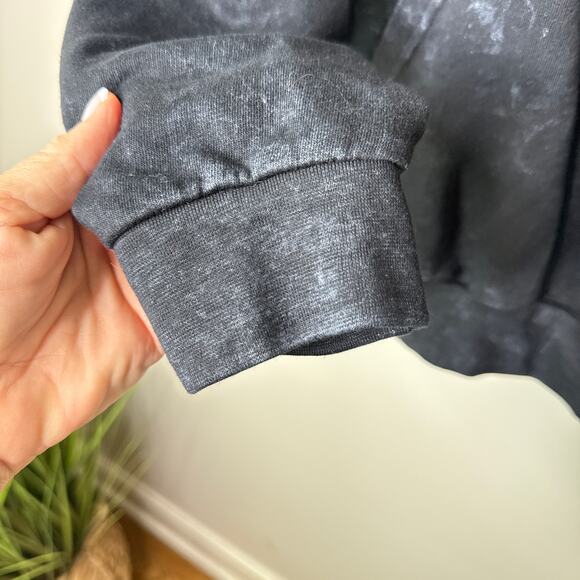 Nirvana Unisex Pullover Hoodie Sweatshirt Yellow Smiley Black Acid Wash SZ Small - Picture 4 of 7